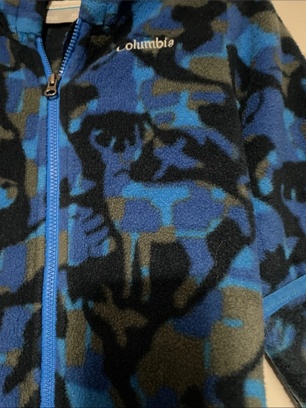 Columbia Blue and Gray Camo Fleece Hooded One-Piece